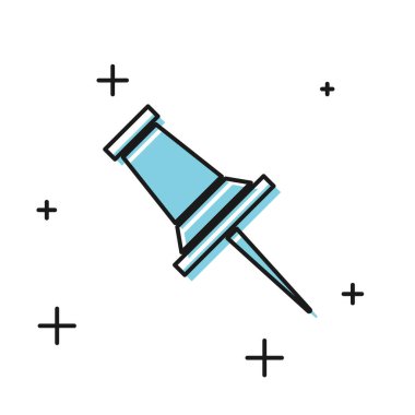 Beyaz arka planda yalıtılmış Siyah Push pin simgesi. Raptiyeler işareti. Vektör İllüstrasyonu