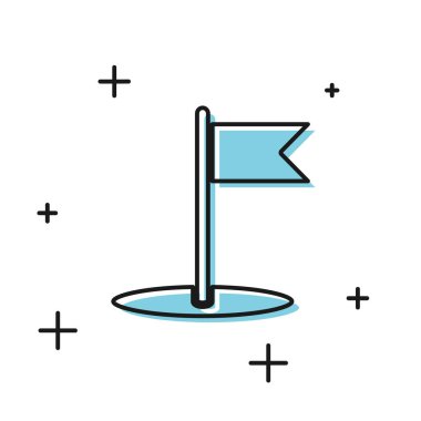 Beyaz arkaplanda Siyah Bayrak simgesi izole edildi. Yer belirleyici sembol. Vektör İllüstrasyonu