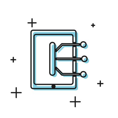 Siyah Tablet simgesi beyaz arkaplanda izole edildi. Vektör İllüstrasyonu