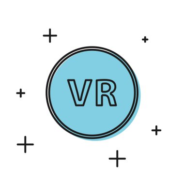 Siyah Sanal gerçeklik simgesi beyaz arkaplanda izole edilmiş. Vektör İllüstrasyonu