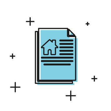 Siyah Saray sözleşme simgesi beyaz arka plan üzerinde izole. Sözleşme oluşturma hizmeti, belge oluşturma, başvuru formu kompozisyonu. Vektör İllüstrasyonu