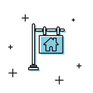 Beyaz arkaplanda izole edilmiş metin satışı simgesi olan siyah asma işareti. Mesaj indirimli tabela. Vektör İllüstrasyonu