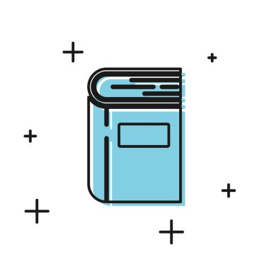 Siyah kitap simgesi beyaz arka planda izole. Vektör Illustration