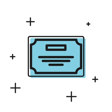 Beyaz arkaplanda siyah sertifika şablon simgesi izole edildi. Başarı, ödül, diploma, burs, diploma. İş başarısı sertifikası Vektör İllüstrasyonu