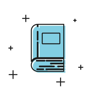 Siyah kitap simgesi beyaz arka planda izole. Vektör Illustration