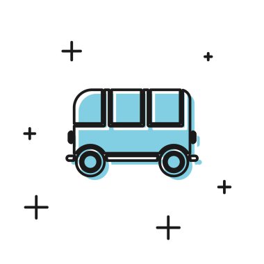 Siyah Okul Otobüsü simgesi beyaz arkaplanda izole edildi. Vektör İllüstrasyonu