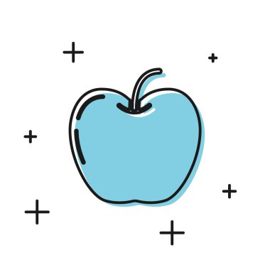 Beyaz arka planda yalıtılmış siyah Apple simgesi. Yaprak sembolü olan meyve. Vektör İllüstrasyonu