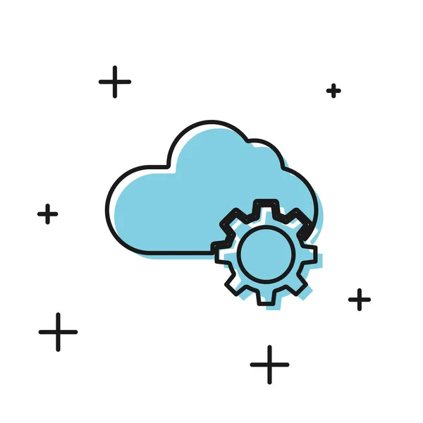 Icono de transferencia y almacenamiento de datos de tecnología Black Cloud aislado sobre fondo blanco. Ajuste, servicio, ajuste, mantenimiento, reparación, fijación. Ilustración vectorial — Vector de stock