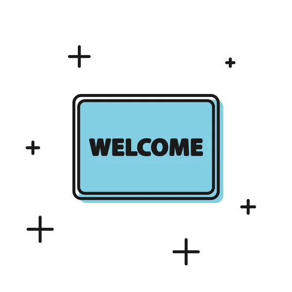 Metin içeren siyah kapı paspası beyaz arkaplanda izole edilmiş karşılama simgesi. Hoş geldin tabelası. Vektör İllüstrasyonu