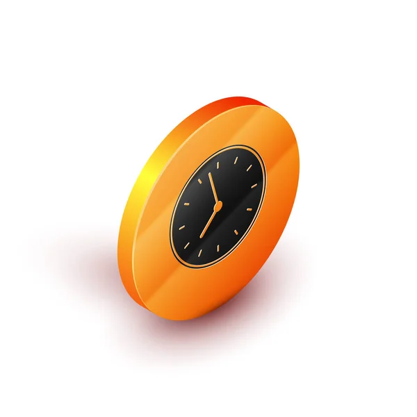 백인 배경에서 분리 된 Clock 아이콘같은 거야. 시간의 상징. 주황색 원 버튼. 사기적 인 예 — 스톡 벡터