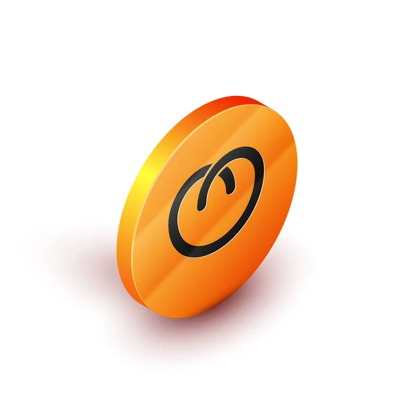 Isometric Pretzel icon isolated on white background. German comfort food pastry. Oktoberfest festival. Orange circle button. Vector Illustration — Stock Vector