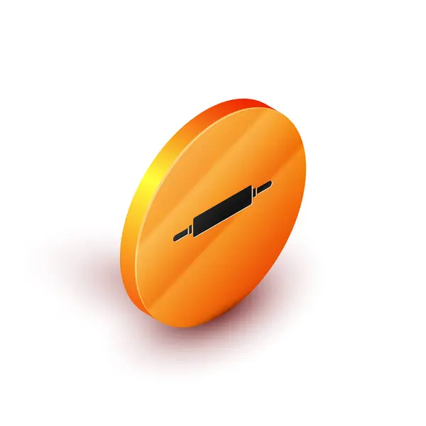 Icono de rodillo isométrico aislado sobre fondo blanco. Botón círculo naranja. Ilustración vectorial — Archivo Imágenes Vectoriales