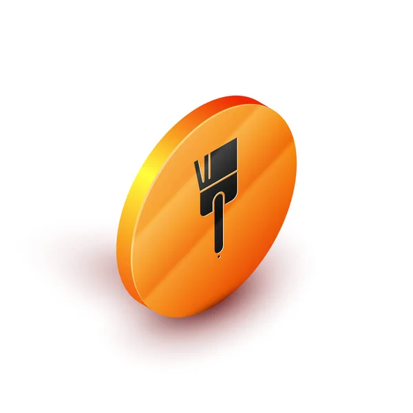 Isometriska kök borste ikon isolerad på vit bakgrund. Orange cirkelknapp. Vektor Illustration — Stock vektor