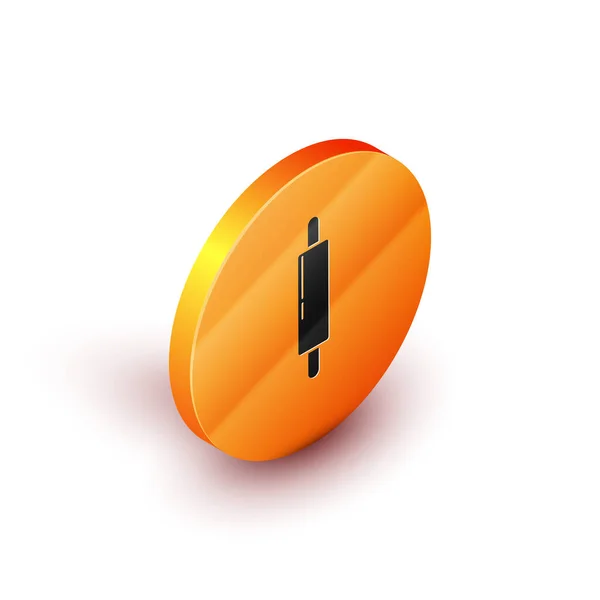 Изометрический значок Rolling pin изолирован на белом фоне. Оранжевый круг. Векторная миграция — стоковый вектор