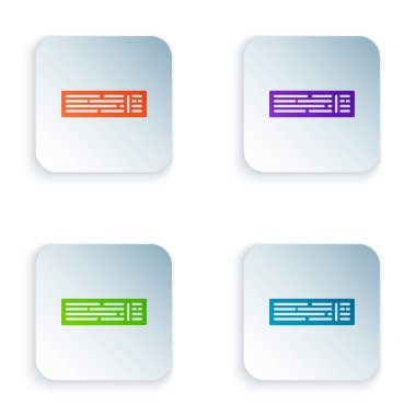 Beyaz arkaplanda izole edilmiş kart iskambil simgesi renk güvertesi. Kumarhane kumarı. Renkli kare düğmelere simgeleri yerleştir. Vektör İllüstrasyonu