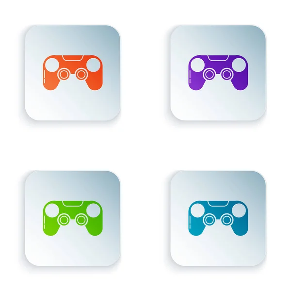 Color Icono de Gamepad aislado sobre fondo blanco. Controlador de juego. Establecer iconos en botones cuadrados de colores. Ilustración vectorial — Archivo Imágenes Vectoriales