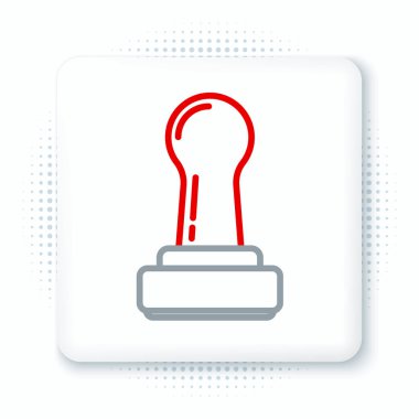 Çizgi damga simgesi beyaz arkaplanda izole edildi. Renkli taslak konsepti. Vektör