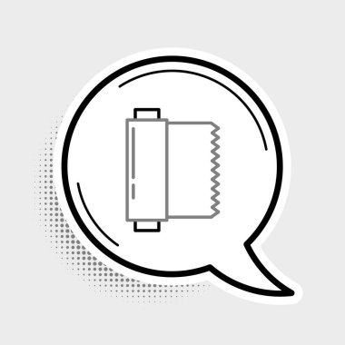 Tekstil kumaş rulo simgesi gri arkaplanda izole edildi. Yuvarlan, paspas, halı, halı, halı ya da kağıt rulo ikonu. Renkli taslak konsepti. Vektör