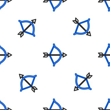 Yay ve ok simgesi beyaz arkaplanda izole edilmiş kusursuz desen. Aşk tanrısı sembolü. Aşk işareti. Sevgililer Günü konsepti. Renkli taslak konsepti. Vektör