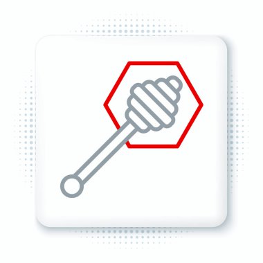 Honey Dipper çizgi simgesi beyaz arkaplanda izole edildi. Tatlı kepçe. Renkli taslak konsepti. Vektör