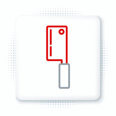 Line Meat helikopter simgesi beyaz arkaplanda izole edildi. Et için mutfak bıçağı. Kasap bıçağı. Mutlu Cadılar Bayramı Partisi. Renkli taslak konsepti. Vektör