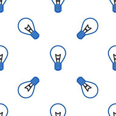 Fikir simgesi kavramına sahip çizgi lambası beyaz arkaplanda izole edilmiş kusursuz desen. Enerji ve fikir sembolü. İlham konsepti. Renkli taslak konsepti. Vektör