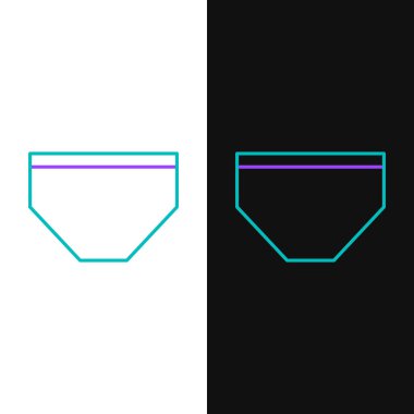 Çizgi yüzme şortu simgesi beyaz ve siyah arkaplanda izole edildi. Renkli taslak konsepti. Vektör