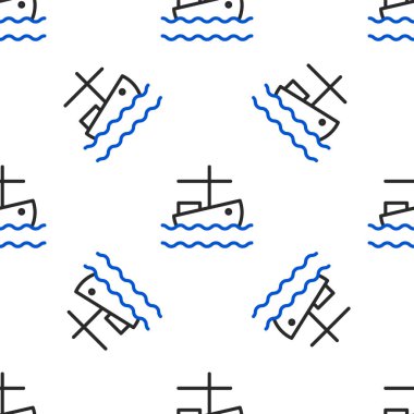 Su ikonu üzerindeki halat balıkçı teknesi beyaz arka planda izole edilmiş pürüzsüz desen. Renkli taslak konsepti. Vektör