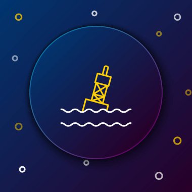 Mavi arka planda izole edilmiş deniz ikonu üzerinde yüzen şamandıra. Renkli taslak konsepti. Vektör