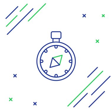 Pusula simgesi beyaz arkaplanda izole edildi. Rüzgâr yön bulma sembolü. Rüzgar gül işareti. Renkli taslak konsepti. Vektör