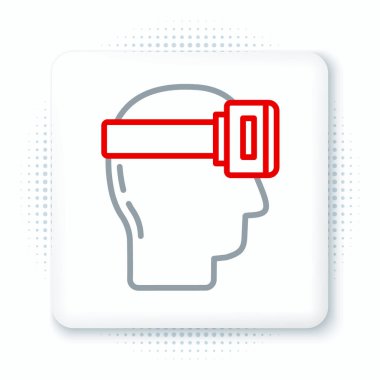 Beyaz arkaplanda sanal gerçeklik gözlüğü simgesi izole edildi. Stereoskopik 3D VR maskesi. Renkli taslak konsepti. Vektör