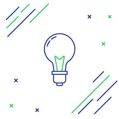 Beyaz arkaplanda izole edilmiş fikir simgesi konseptine sahip çizgi lambası. Enerji ve fikir sembolü. İlham konsepti. Renkli taslak konsepti. Vektör