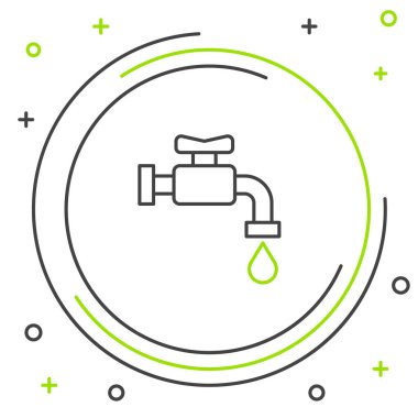Line Water musluk simgesi beyaz arkaplanda izole edildi. Renkli taslak konsepti. Vektör