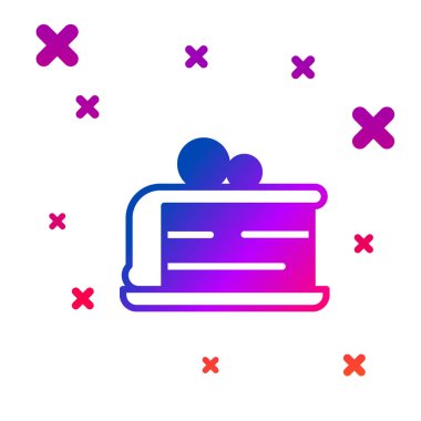 Beyaz arkaplanda izole edilmiş renkli pasta simgesi. Doğum günün kutlu olsun. Kademeli rastgele dinamik şekiller. Vektör