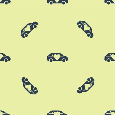 Mavi Lüks Limuzin araba ikonu sarı arka planda izole edilmiş pürüzsüz desen. Dünya prömiyeri ünlüleri ve konuk posterleri için. Vektör