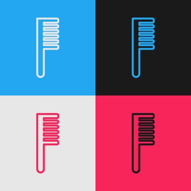 Pop sanat çizgisi saç fırçası ikonu renk arkaplanında izole edilmiş. Taraklı saç işareti. Berber sembolü. Vektör İllüstrasyonu