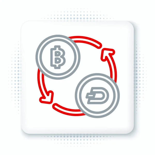 Ligne Icône Change Crypto Monnaie Isolé Sur Fond Blanc Bitcoin — Image vectorielle