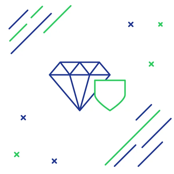 Line Diamond Pajzs Ikon Elszigetelt Fehér Háttér Ékszer Biztosítási Koncepció — Stock Vector