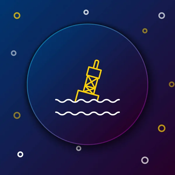 Lijn Zwevende Boei Het Zee Icoon Geïsoleerd Blauwe Achtergrond Kleurrijk — Stockvector