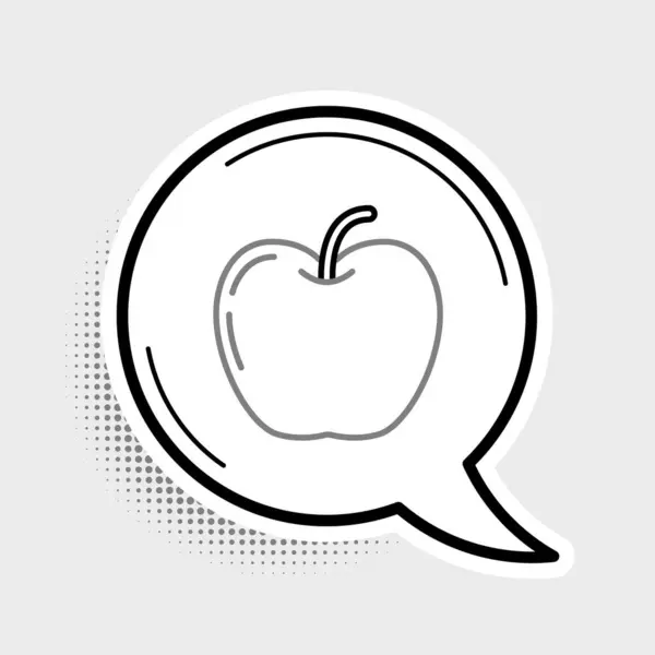 Ícone Linha Apple Isolado Fundo Cinza Fruta Com Símbolo Folha —  Vetores de Stock