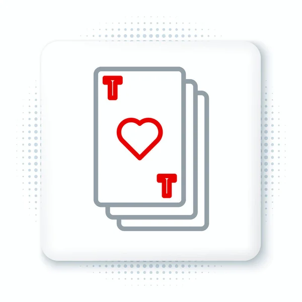 Linha Jogando Cartão Com Ícone Símbolo Coração Isolado Fundo Branco —  Vetores de Stock