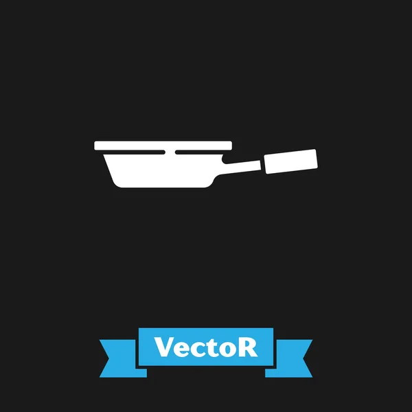 Icono Sartén Blanca Aislado Sobre Fondo Negro Símbolo Comida Asada — Vector de stock