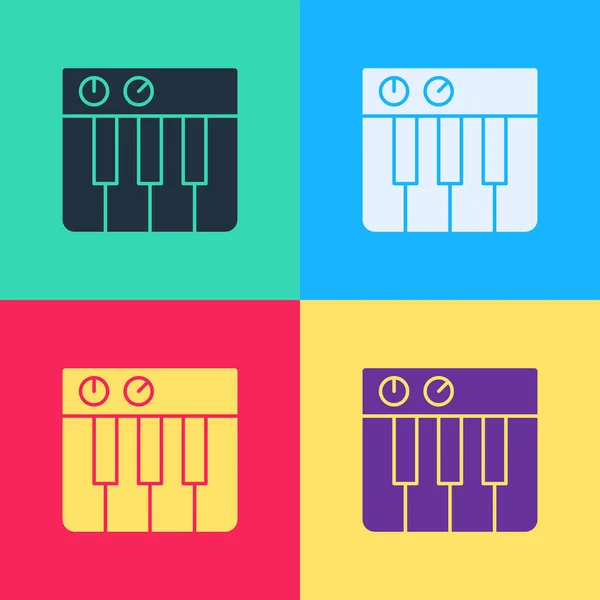 Pop Art Music Szintetizátor Ikon Elszigetelt Színes Háttér Elektronikus Zongora — Stock Vector