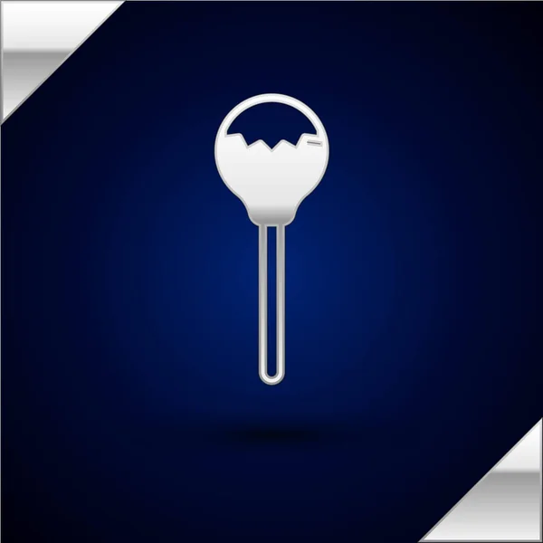 Silbernes Lollipop Symbol Isoliert Auf Dunkelblauem Hintergrund Essen Köstliches Symbol — Stockvektor