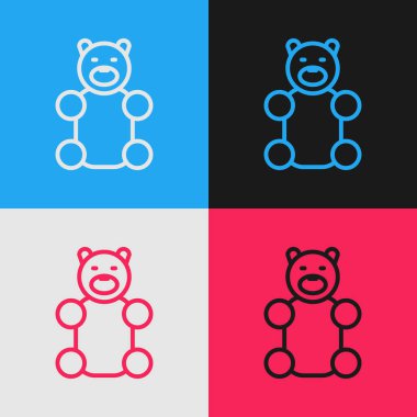 Popüler sanat çizgisi Jelly Bear şekeri ikonu renk arkaplanda izole edilmiş. Vektör