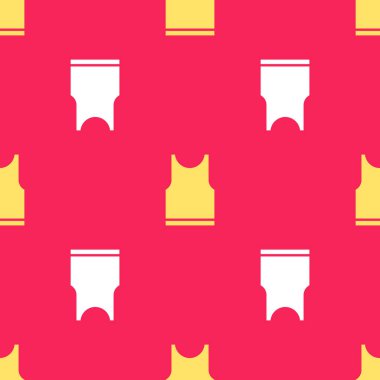 Sarı kolsuz tişört ikonu kırmızı arkaplanda izole edilmiş pürüzsüz desen. Vektör İllüstrasyonu