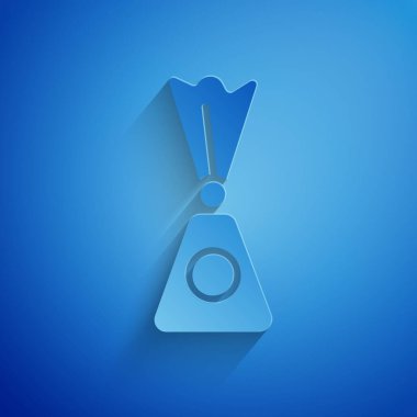 Kağıt kesiği Candy simgesi mavi arkaplanda izole edilmiş. Kağıt sanatı tarzı. Vektör