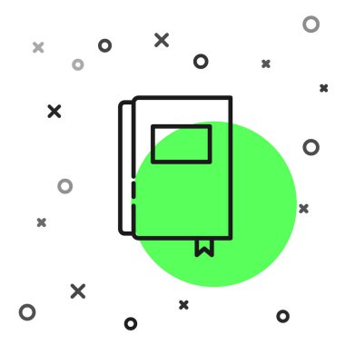 Siyah çizgi kitap simgesi beyaz arkaplanda izole edildi. Vektör