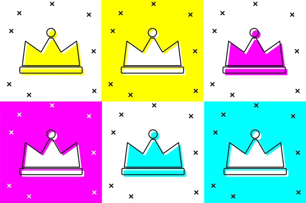 Set Crown Icon Isolated Color Background Vector — Stock Vector