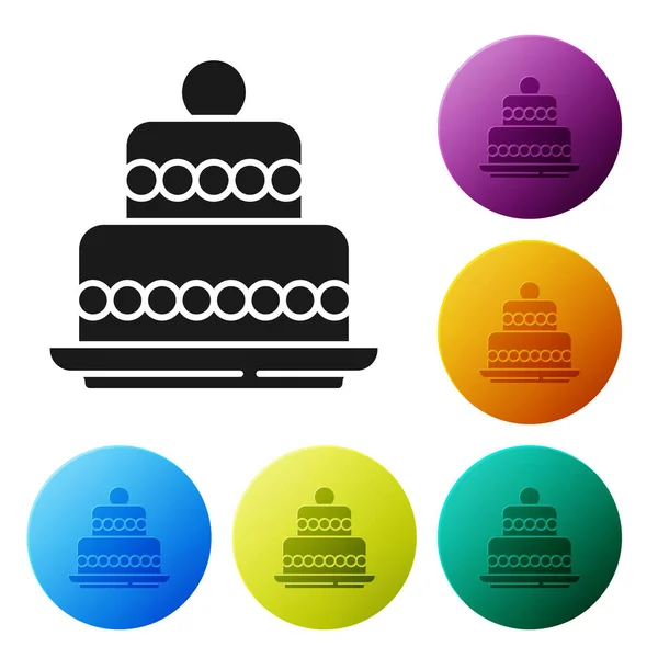 Black Cake Symbol Isoliert Auf Weißem Hintergrund Alles Gute Zum — Stockvektor